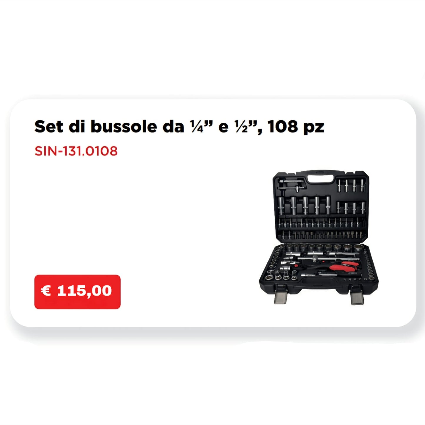 Set di bussole da 1/4" e 1/2", 108 pz