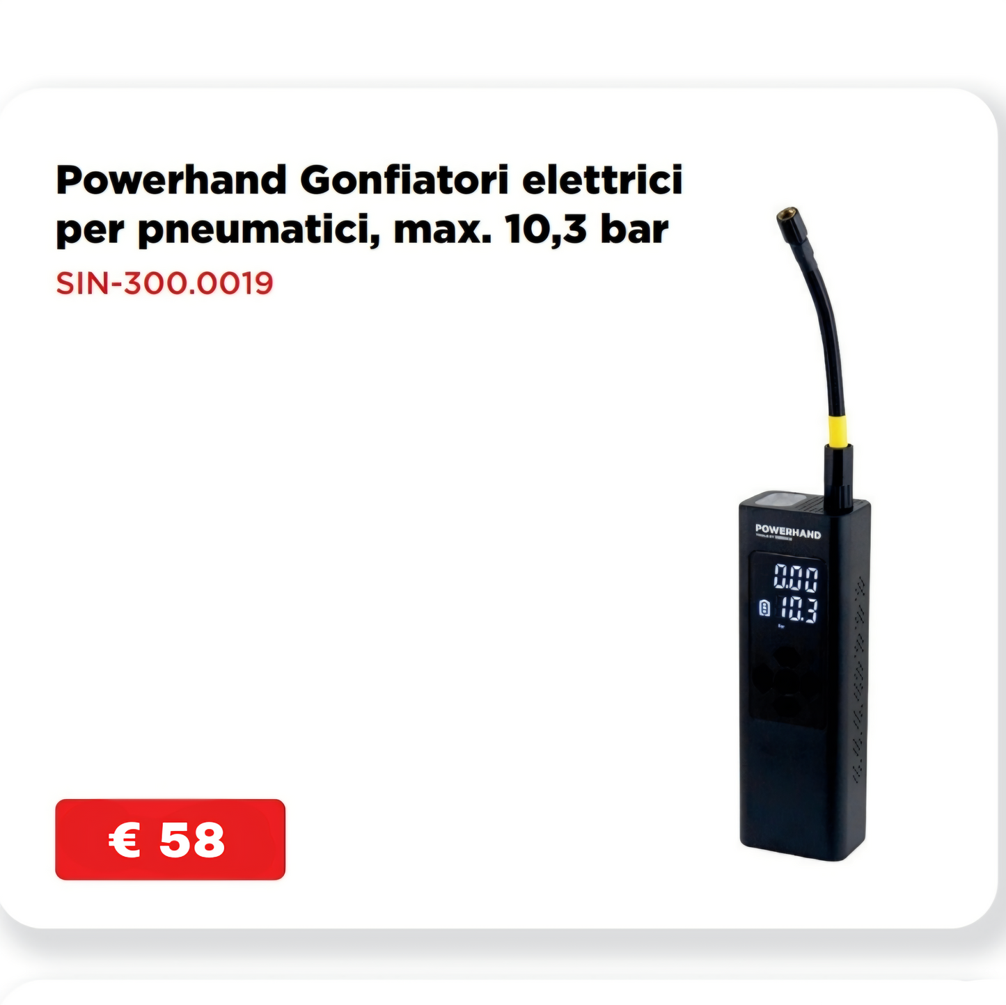 Gonfiatore elettronico per pneumatici - 10,3 bar
