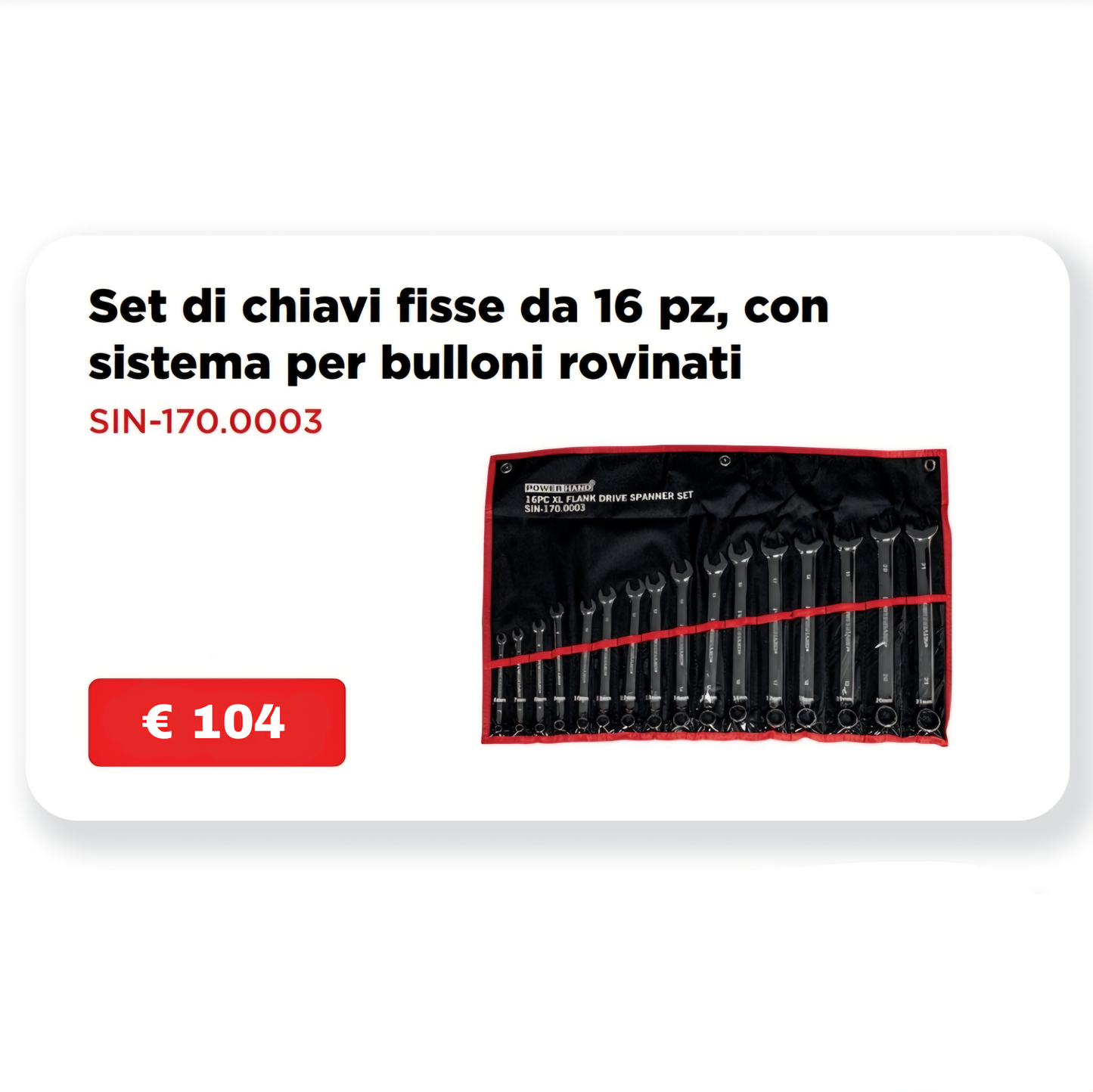 Set chiavi fisse - 16 pz, con sistema per bulloni rovinati
