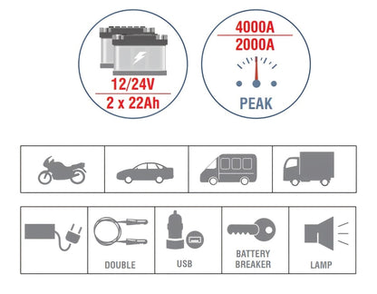Avviatore Booster, 12/24 V