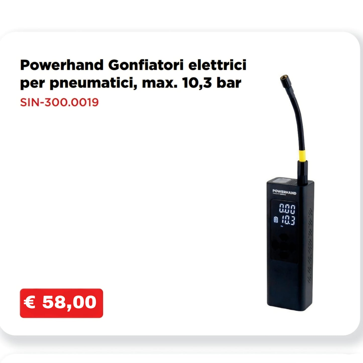 Gonfiatore elettronico per pneumatici - 10,3 bar